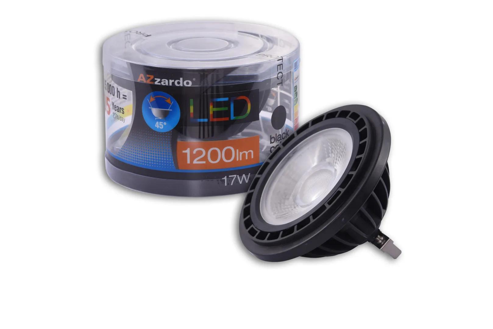 AZZARDO LAMPA LED 17W QR111 BLACK 3000K  LL153172