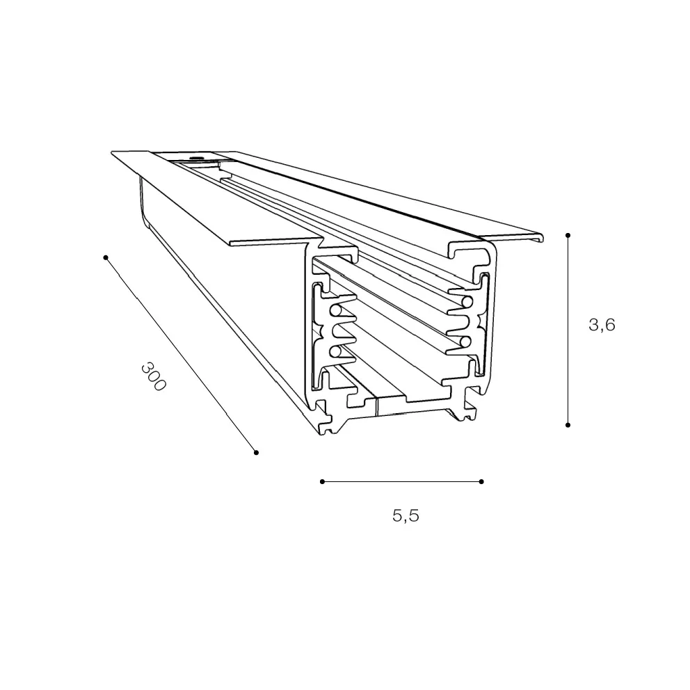 TRACK 3LINE 3m GIPS WH